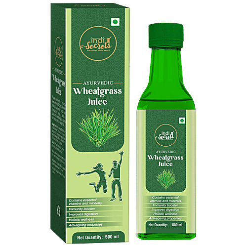 indiSecrets Aloe Vera Juice + Amla Juice + Giloy Tulsi Juice + Wheatgrass Juice - 500 ml, Combo 4 Items 