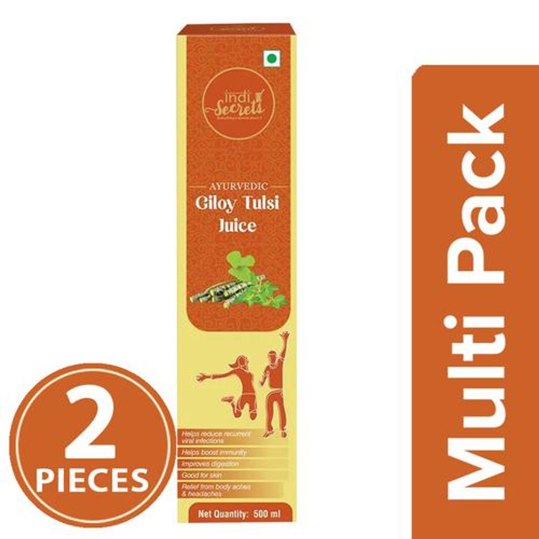 IndiSecrets Giloy Tulsi Juice, 2x500 ml (Multipack)