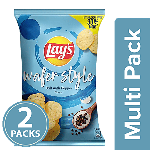 Buy Lays Wafer Style Potato Chips, Salt With Pepper Flavour Online at
