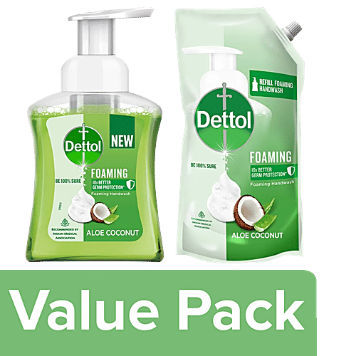 Buy Dettol Aloe Coconut Foaming Handwash Pump 250 ml + Refill 700 ml