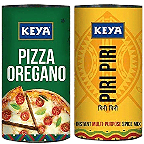 Keya Keya Oregano - Pizza, Italian 80 g Canister + Spice Mix - Piri Piri 80 g, Combo 2 Items