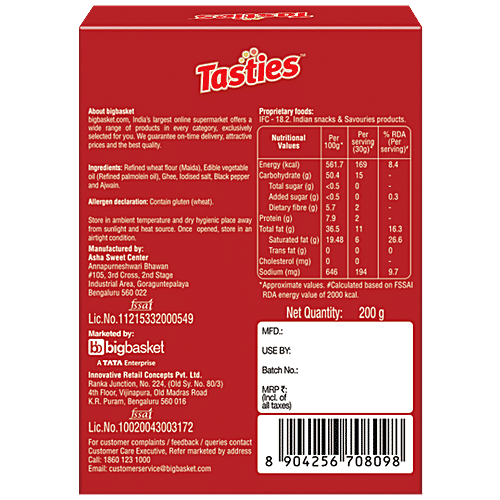 Tasties Gol Mathri, 6x200 g (Multipack)