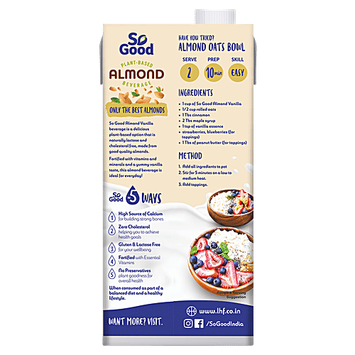 Buy So Good Almond Milk Vanilla, Rich In Calcium Online at Best Price