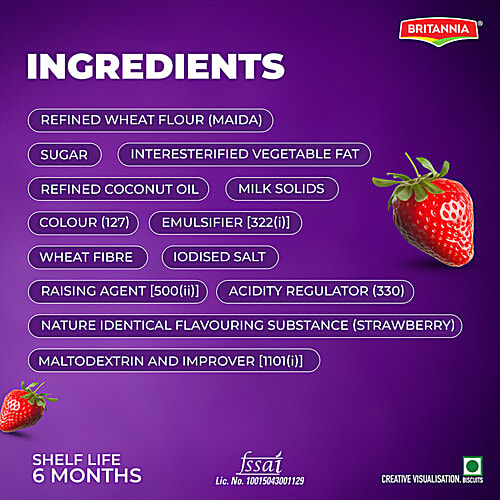Britannia Treat Rich Creme Strawberry Flavoured Wafers, 2x55 g (Multipack) 