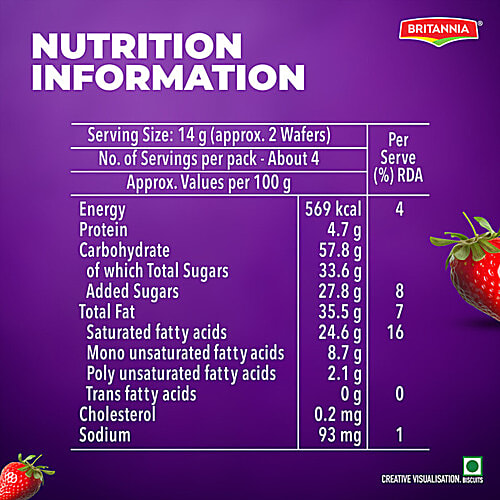 Britannia Treat Rich Creme Strawberry Flavoured Wafers, 2x55 g (Multipack) 