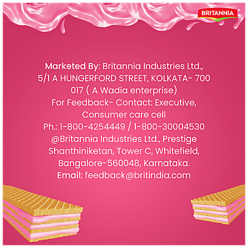Britannia Treat Rich Creme Strawberry Flavoured Wafers, 2x55 g (Multipack) 