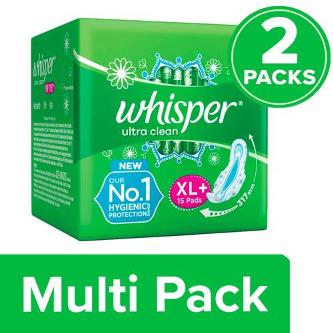 Whisper  Sanitary Pads - XL Plus Wings, Ultra, 2x15 pcs (Multipack)