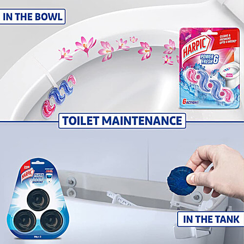 Harpic Hygienic Toilet Cleaner Rim Block, Citrus, 3x26 g Multipack 