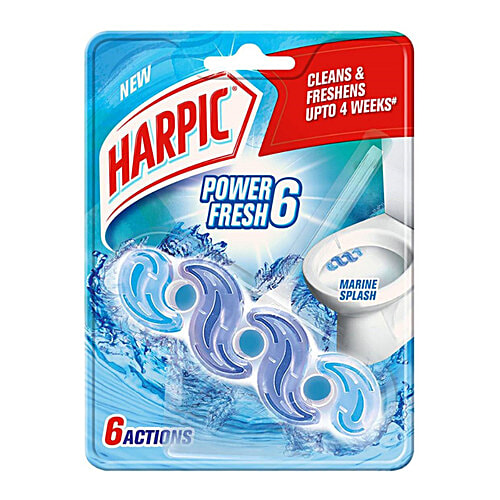 Harpic Power Fresh 6 Toilet Cleaner Rim Block, Marine Splash, 3 x 35 g Multipack 