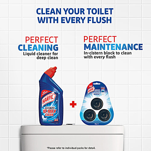 Harpic Power Fresh 6 Toilet Cleaner Rim Block, Marine Splash, 3 x 35 g Multipack 