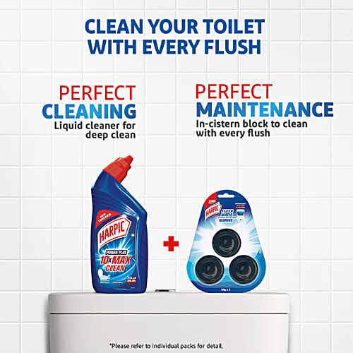 Harpic Power Fresh 6 Toilet Cleaner Rim Block, Marine Splash, 3 x 35 g Multipack 