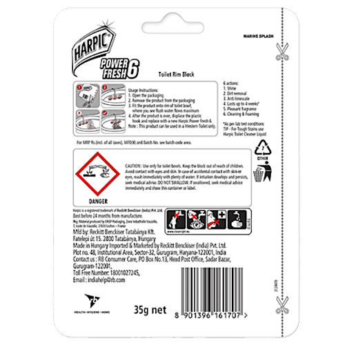 Harpic Power Fresh 6 Toilet Cleaner Rim Block, Floral Delight, 3 x 35 g Multipack 