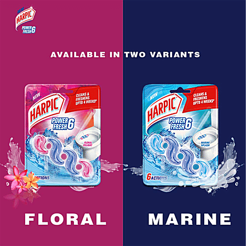 Harpic Power Fresh 6 Toilet Cleaner Rim Block, Floral Delight, 3 x 35 g Multipack 