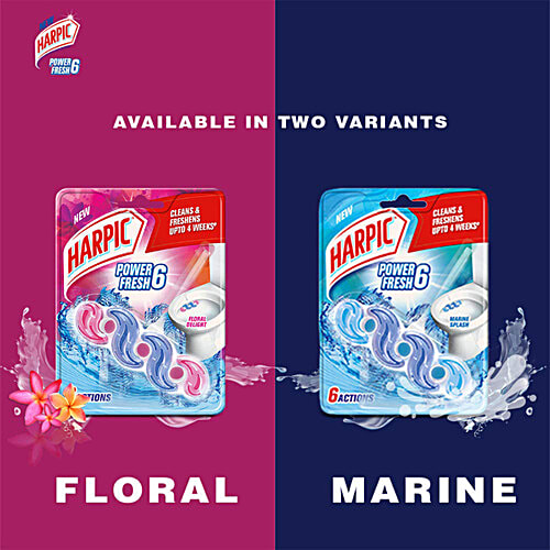 Harpic Power Fresh 6 Toilet Cleaner Rim Block, Floral Delight, 3 x 35 g Multipack 