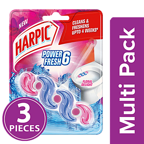 Harpic Power Fresh 6 Toilet Cleaner Rim Block, Floral Delight, 3 x 35 g Multipack 