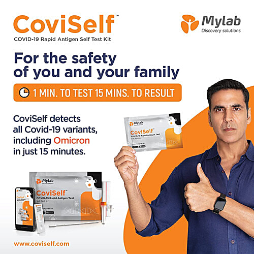 Mylab CoviSelf Kit - COVID 19 Rapid Antigen Test, Single-Use, For Self Testing At Home, 3x1 pc (Multipack)
