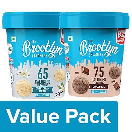 The Brooklyn Creamery Sweet Cream Vanilla Ice Cream 450 ml + Chocoholic Ice Cream 450 ml, Combo 2 Items