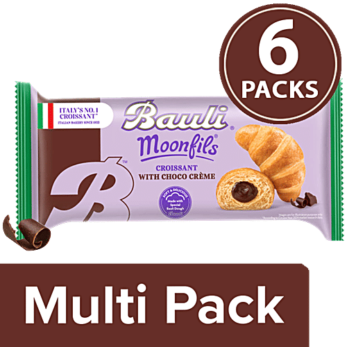 Bauli Moonfils - Choco Cream, Vegetarian, Centre Filled Puff Rolls, Italian Recipe, 6x50 g Multipack 