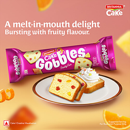 Britannia Gobbles - Bar Cake, Fruity Fun, Contains Egg, 3x115 g Multipack
