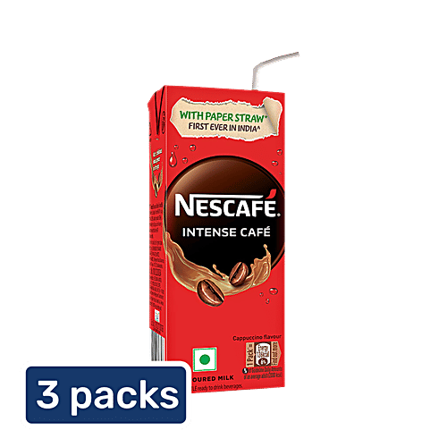 Nescafe  Intense Cafe Cappuccino Flavoured Milk, 3x180 ml (Multipack) Bold & Intense Coffee Experience, Refreshing & Satisfying Beverage