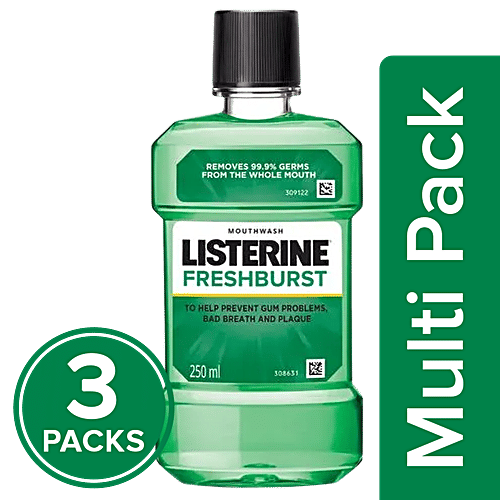 Buy Listerine Mouthwash Liquid Fresh Burst, Removes 99.9 Germs