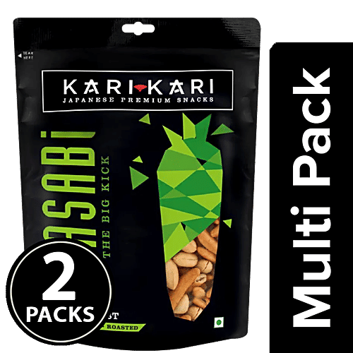 Kari Kari Wasabi - Japanese Premium Snacks, Roasted, Rich In Protein, Crunchy & Light, 2x60 g Multipack 