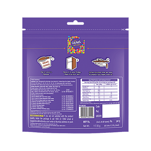 Cadbury Gems Mini Treats Chocolate, 2x117.55 g (Multipack)