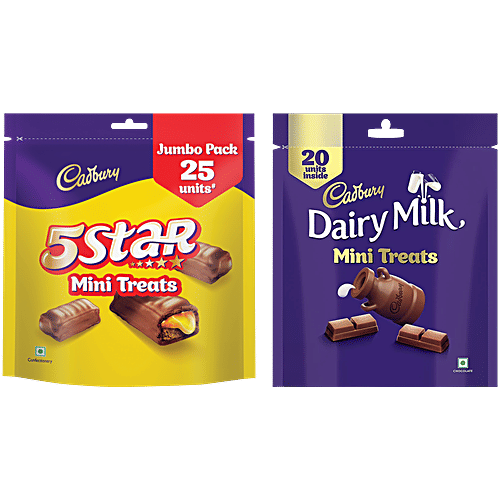 Cadbury Dairy Milk Mini Treats 140 g + 5 Star Mini Treats Chocolate 245 g, Combo (2 Items) 