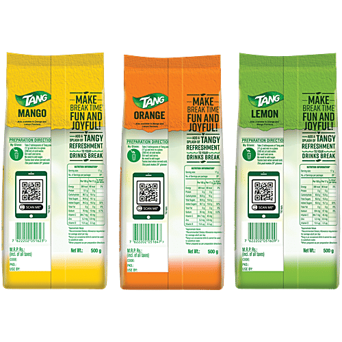 Tang Instant Drink Mix - Orange 500 g + Lemon + Mango, 500 g, Combo 3 Items Rich In Vitamin C