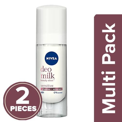 NIVEA Deo Milk Elixir Women Deodorant Roll-On - Sensitive Skin, 2x40 ml (Multipack) 