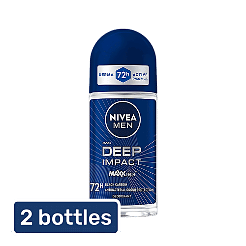 Nivea Deodorant Roll-On - Deep Impact Freshness, 48 H Anti-Perspirant Freshness, 2x50 ml (Multipack)