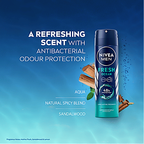 Nivea Fresh Ocean Deodorant - 48H Long-Lasting Freshness With Fresh Aqua Scent, 3x150 ml (Multipack) 