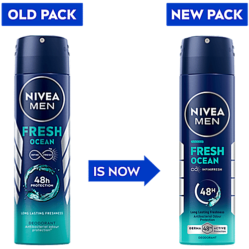 Nivea Fresh Ocean Deodorant - 48H Long-Lasting Freshness With Fresh Aqua Scent, 3x150 ml (Multipack) 