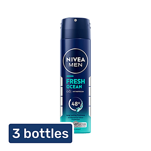 Nivea Fresh Ocean Deodorant - 48H Long-Lasting Freshness With Fresh Aqua Scent, 3x150 ml (Multipack) 