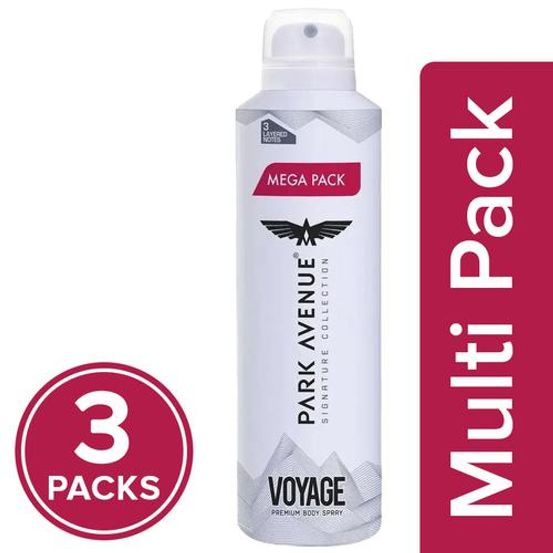 Park Avenue Voyage Signature Deodorant - For Men, 3x220 ml (Multipack)