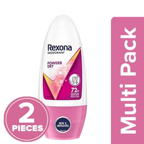 Rexona Underarm Roll-On Deodorant For Women - Powder Dry, 2x50 ml (Multipack) 