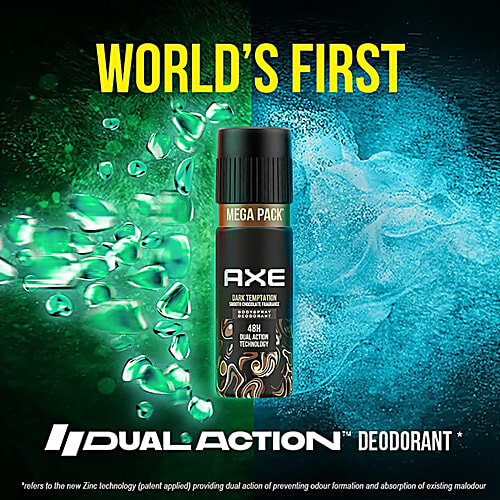 Axe Dark Temptation Body Spray Deodorant - Smooth Chocolate Fragrance, For Men, 2x215 ml (Multipack) 