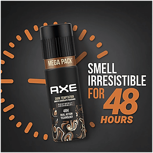 Axe Dark Temptation Body Spray Deodorant - Smooth Chocolate Fragrance, For Men, 2x215 ml (Multipack) 