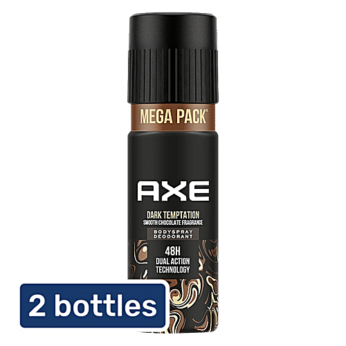 Axe Dark Temptation Body Spray Deodorant - Smooth Chocolate Fragrance, For Men, 2x215 ml (Multipack) 