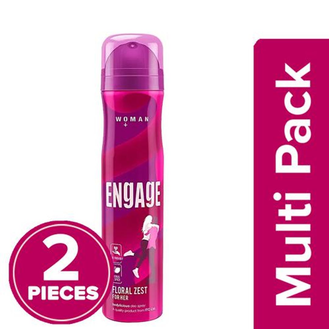 Engage Deodorant For Women - Floral Zest, Citrus & Floral, Skin Friendly, 2x150 ml (Multipack)