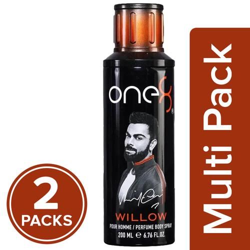 One8 By Virat Kohli Perfume Body Spray - Willow, Long Lasting Fragrance, For Men, 2x200 ml (Multipack) 