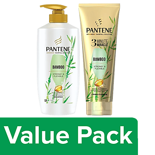 Pantene Advanced Hairfall Solution with Bamboo, Shampoo 650ML + Conditioner 200 ML, Combo (2 Items)