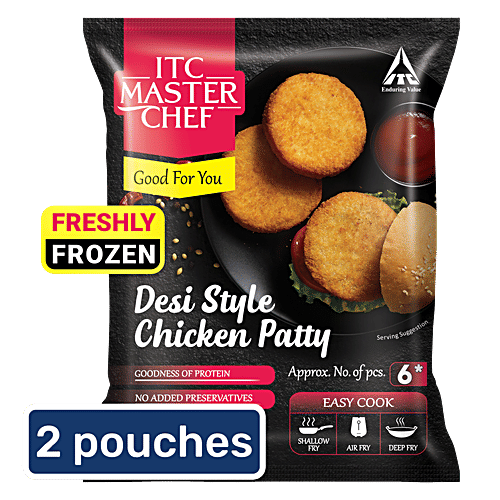 ITC Master Chef Desi Style Chicken Patty, 2x330 g (Multipack) No Added Preservatives, Goodness of Protein