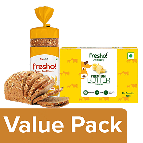 Buy fresho! Multigrain Bread Safe, Preservative Free, 400 g + Butter