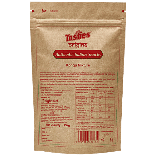 Tasties Origins Namkeen - Kongu Mixture, Authentic Coimbatore Speciality Flavours, Savoury Snack, 3x150 g (Multipack)
