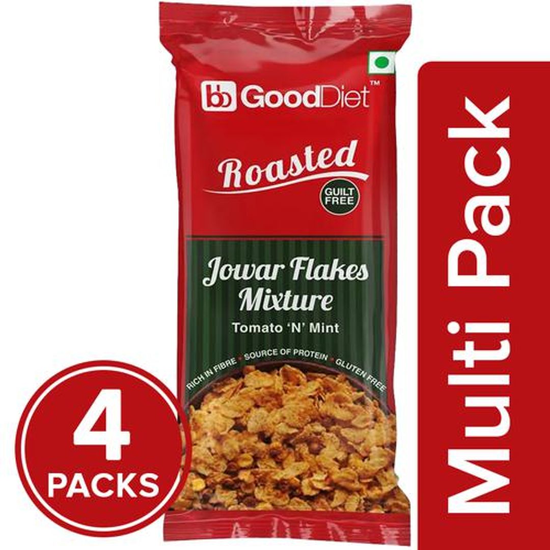 GoodDiet Roasted Jowar - Flakes, Mixture, 4x30 g (Multipack)