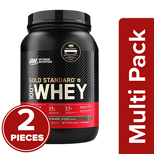 Optimum Nutrition Gold Standard Double Rich Chocolate Whey Protein Powder, 2x907 g (Multipack)