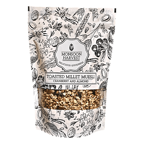 Monsoon Harvest Toasted Millet Muesli - Cranberry & Almond, 3x250 g Multipack 