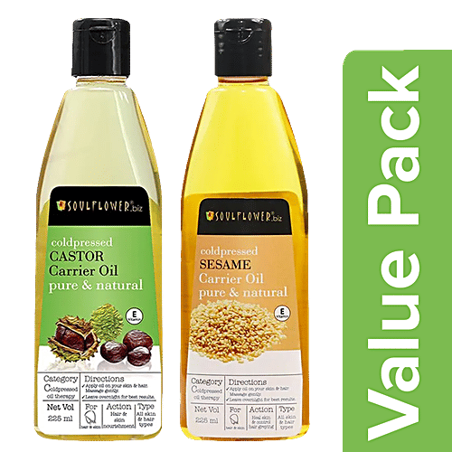 Buy Soulflower Cold Pressed Castor Oil 225 ml + Cold Pressed Sesame