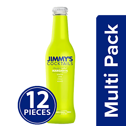 Jimmys Cocktails Margarita Non-Alcoholic Beverage - Lemon, Lime, Chili, Agave, 12x250 ml Multipack 